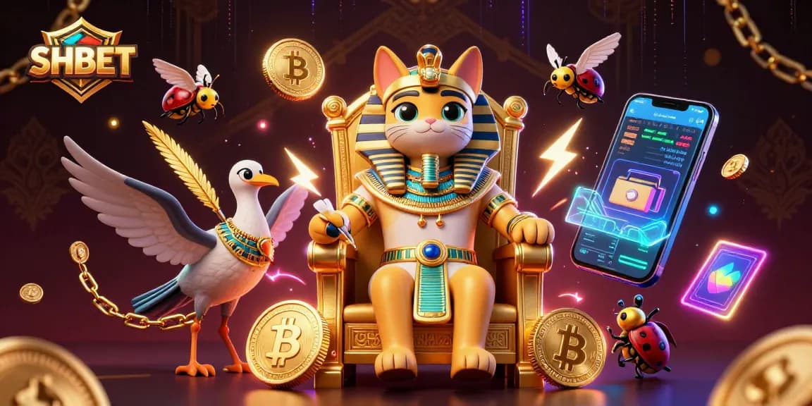 Engage in thrilling gameplay with SHBET as the Egyptian pharaoh cat rules the golden casino.