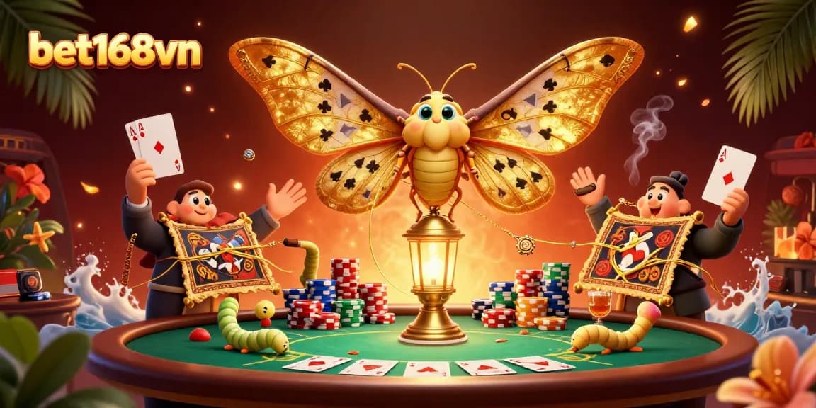 Experience exciting poker action with bet168vn, showcasing a vibrant casino scene with unique characters and elements.