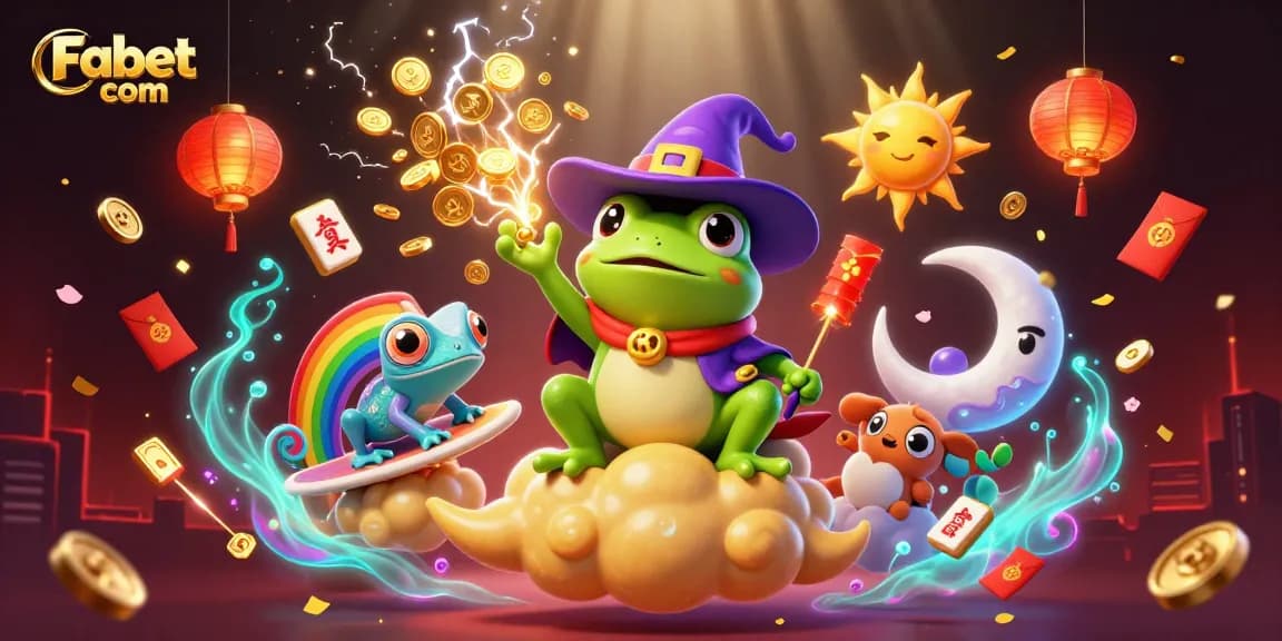 Experience the excitement of Fabet com with a vibrant 3D casino scene featuring animated characters and gaming elements.