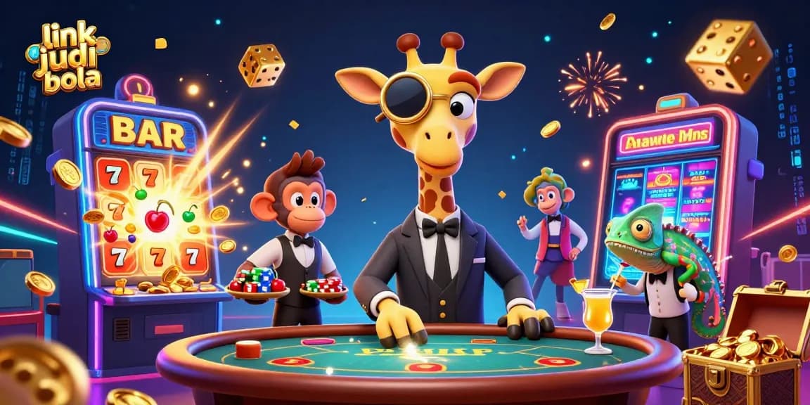 Experience exciting betting with link judi bola and vibrant 3D casino elements in this engaging illustration.