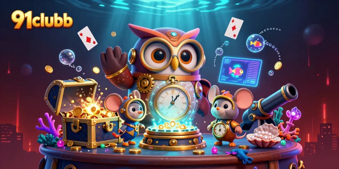 91clubb engages players with vibrant steampunk casino adventures in a dynamic 3D illustration.