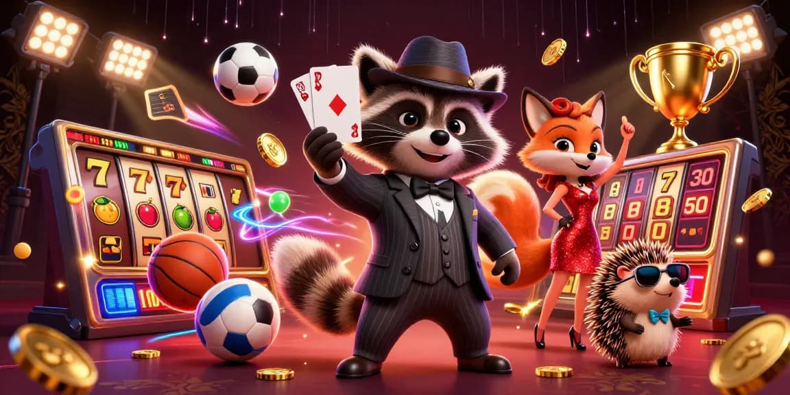 Experience thrilling gameplay at phdream with a suave raccoon, charming fox, and dynamic sports elements in rich detail.
