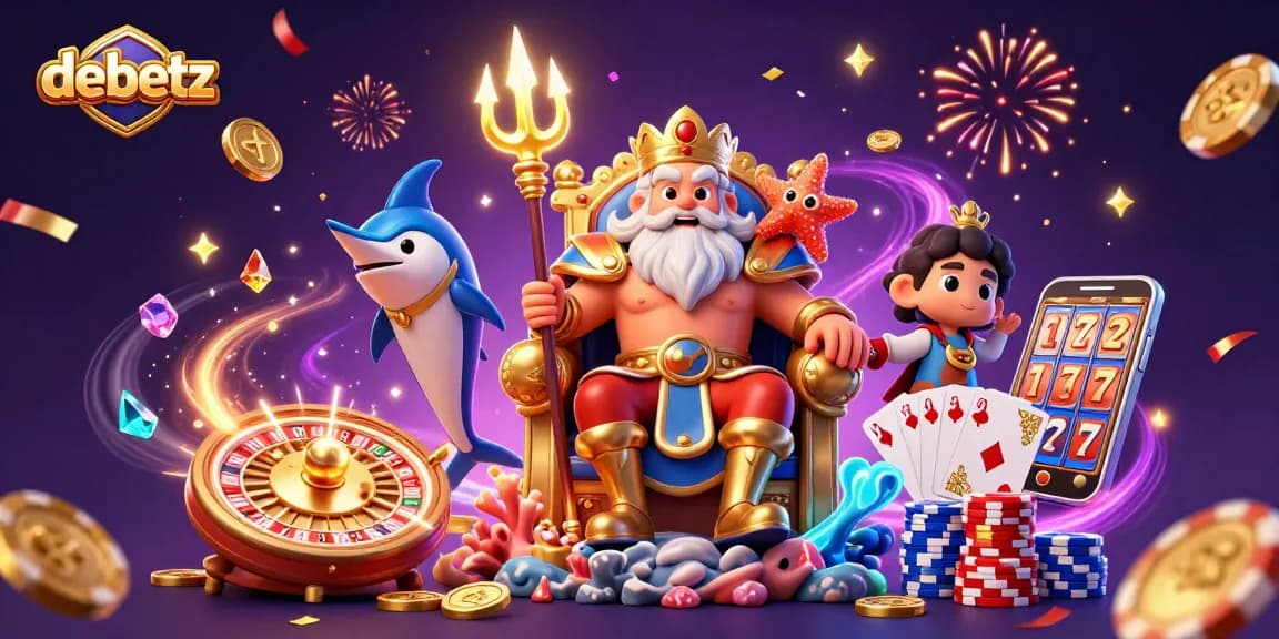 Spin with debetz as Neptune celebrates winning odds in an immersive casino scene.