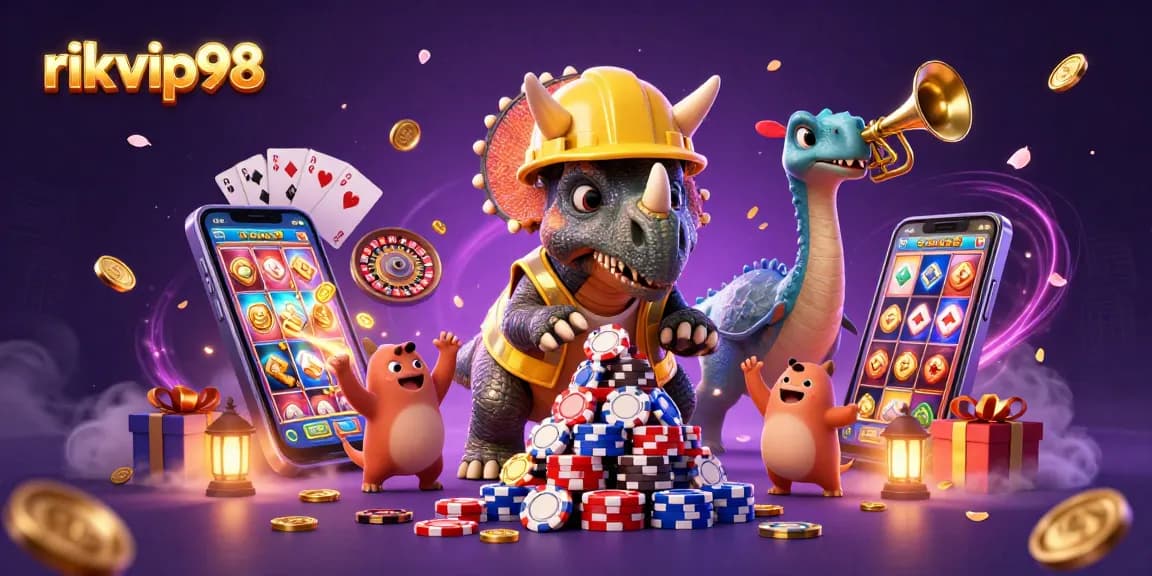 Experience thrilling wins with rikvip98 featuring 3D characters celebrating casino games in vibrant detail.