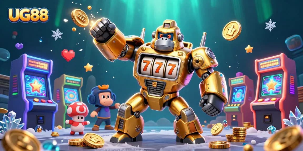 Engage in thrilling gameplay at UG88 with a dynamic, futuristic casino scene highlighting vibrant elements.