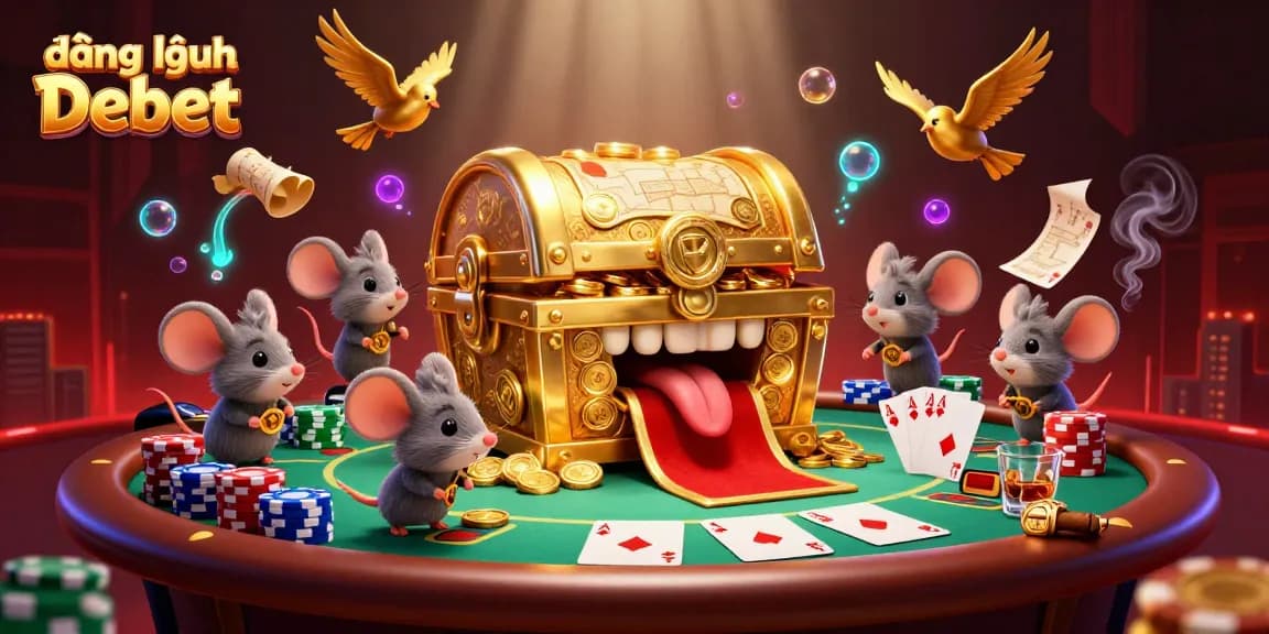 Engage in the thrilling world of đăng nhập Debet with cartoon mice and golden treasure.
