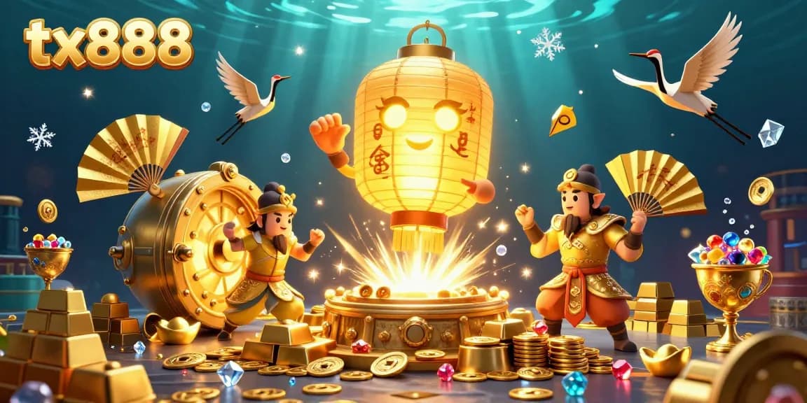Experience the magic of tx888 with the golden lantern spirit amidst a dynamic casino scene.
