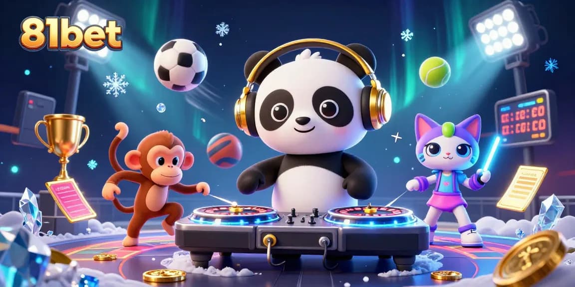 Experience thrilling gameplay with 81bet as the DJ panda spins the roulette wheel and sports balls fly.