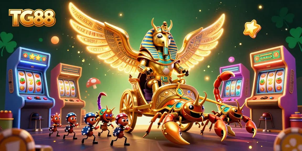 Experience the excitement of TG88 with a vibrant digital casino scene featuring dynamic gaming elements.