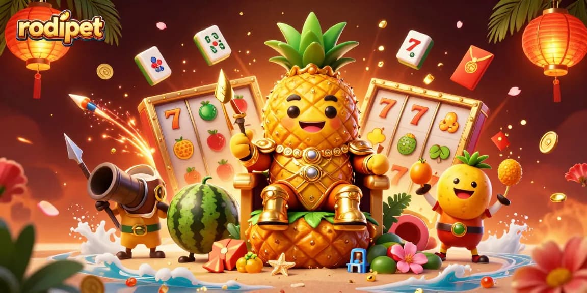 Experience the thrill of rodipet casino gaming with a vibrant 3D illustration featuring colorful characters and exciting lucky symbols.