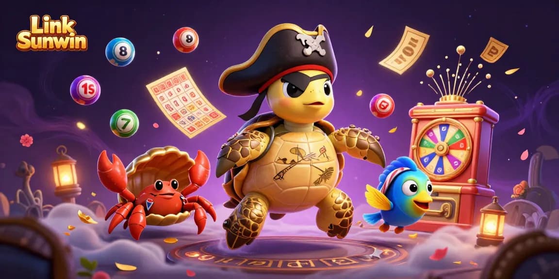 Engage with Link Sunwin's vibrant gaming world featuring colorful lottery elements and animated characters.
