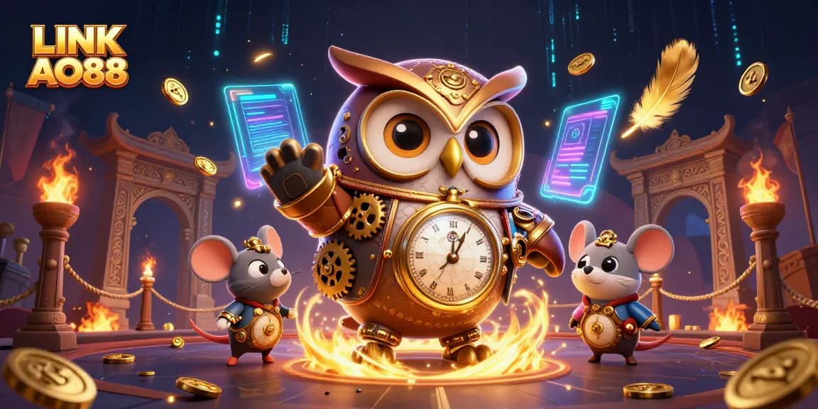 Engage in the excitement of LINK AO88 with steampunk-themed characters and a futuristic casino setting.