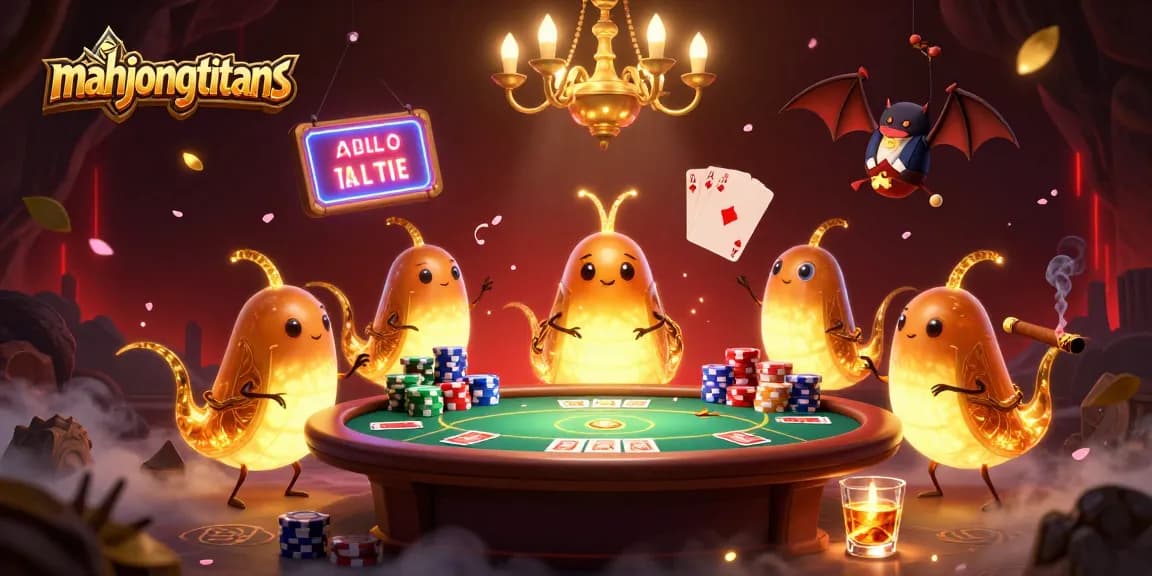 Brightly illuminate the mahjongtitans poker scene with glowworms and a bat dealer.