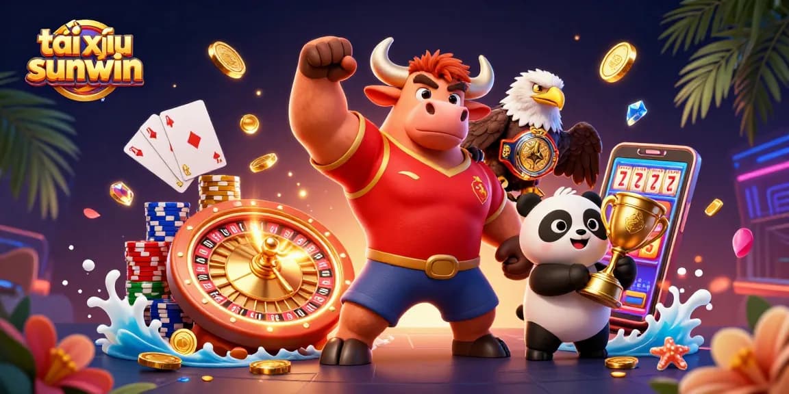 Play tài xỉu sunwin for thrilling jackpots surrounded by colorful casino elements.