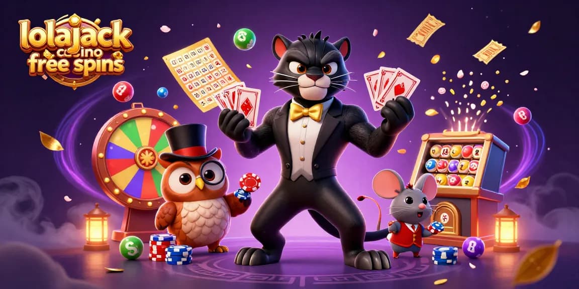 Experience thrilling gameplay with lolajack casino free spins, as vibrant characters bring a casino adventure alive.