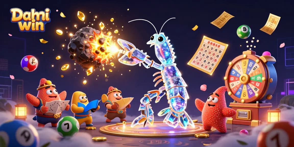 Dhani win showcases thrilling lottery action with vibrant cash prizes in a dynamic game scene.