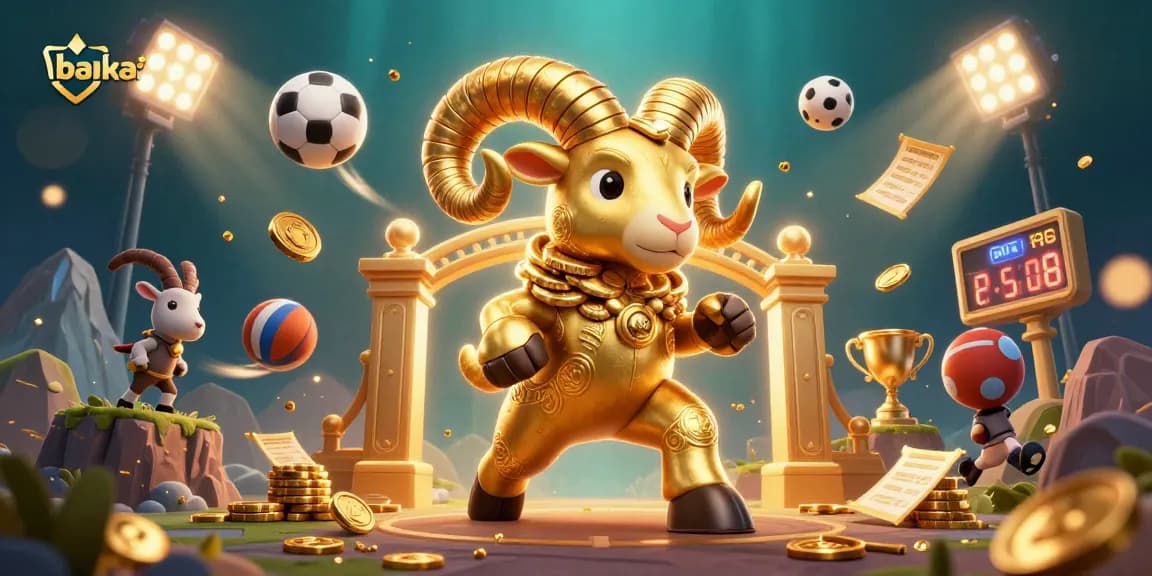 Engage with bancatai's thrilling sports betting scene featuring a dynamic golden ram and action-packed elements.