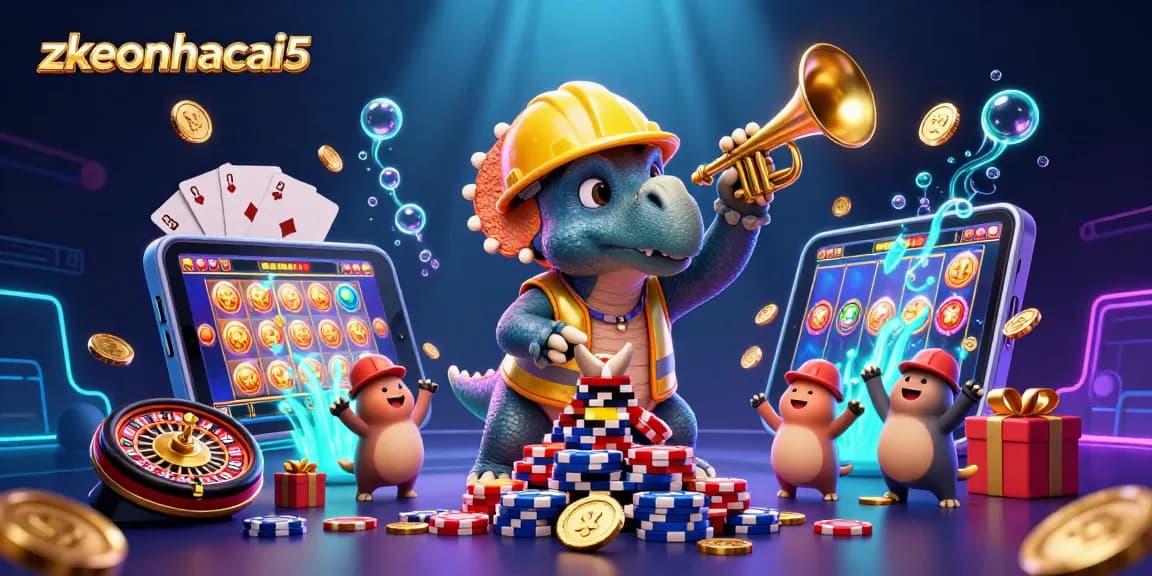Build winning combinations with the vibrant zkeonhacai5 characters celebrating casino action.