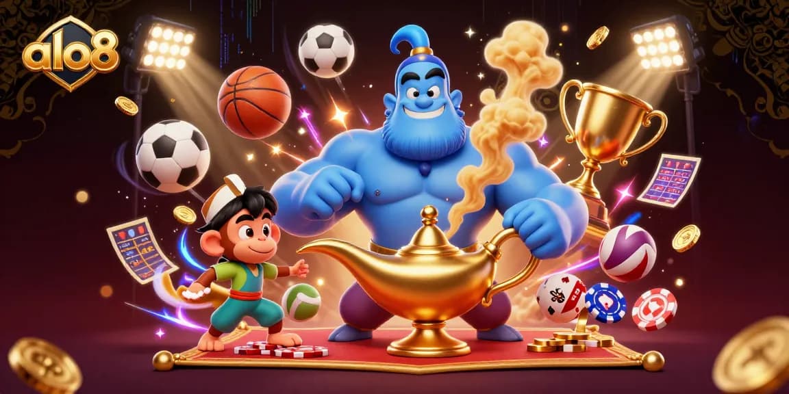 Engage in thrilling bets at alo8 with vibrant casino-themed illustration packed with action and excitement.