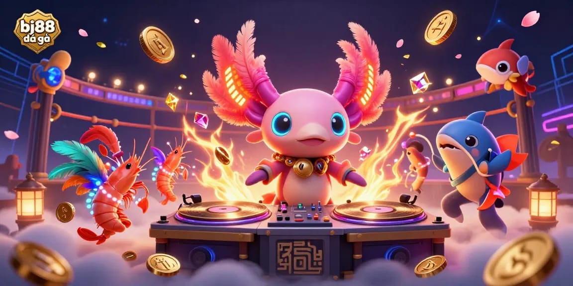 Experience the thrill of bj88 đá gà in a vibrant cockfighting arena with engaging characters and dynamic elements.