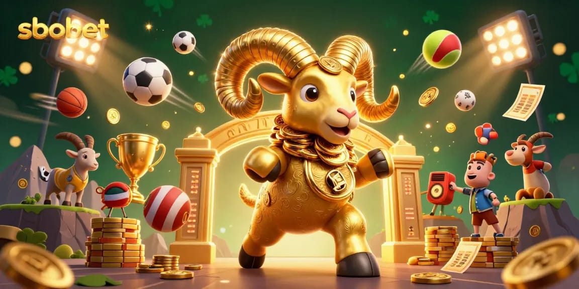 Engage in sbobet sports betting action with a dynamic scene showcasing vibrant 3D elements.
