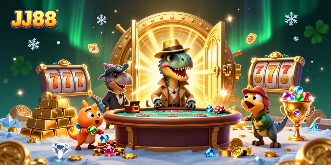 Experience thrilling gameplay at JJ88 with a velociraptor card counter at the blackjack table.