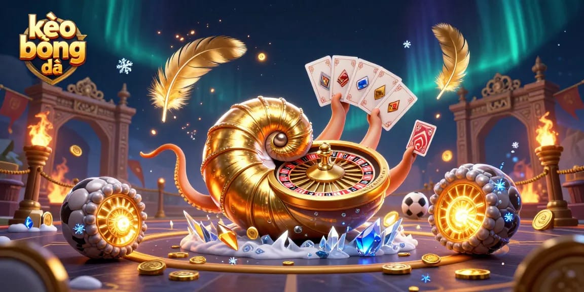 Engage in exciting kèo bóng đá action with a 3D giant nautilus and vibrant betting elements.