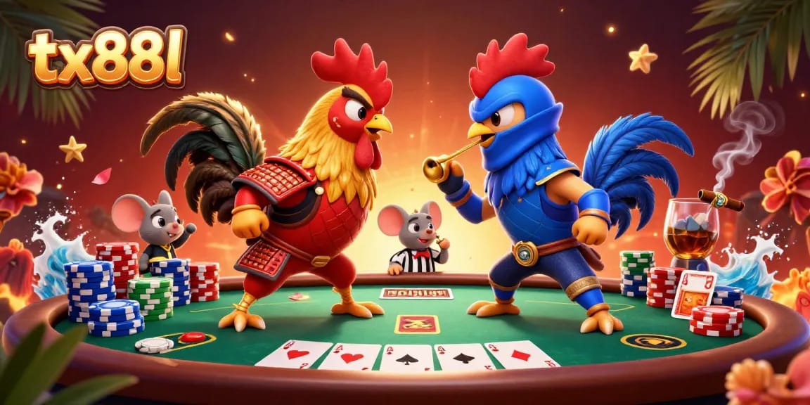 Engage with vivid action at tx88l as fighting roosters compete in a thrilling setting.