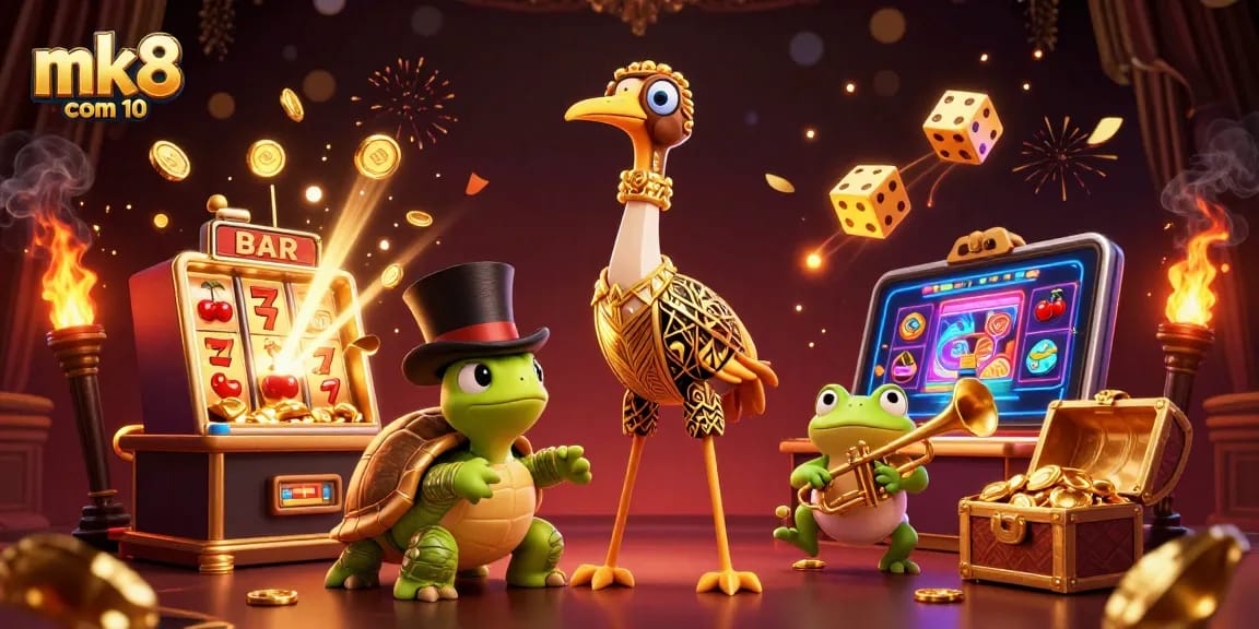 Experience the thrill of mk8 com 10 with vibrant casino elements and cartoon characters bringing the gaming scene to life.