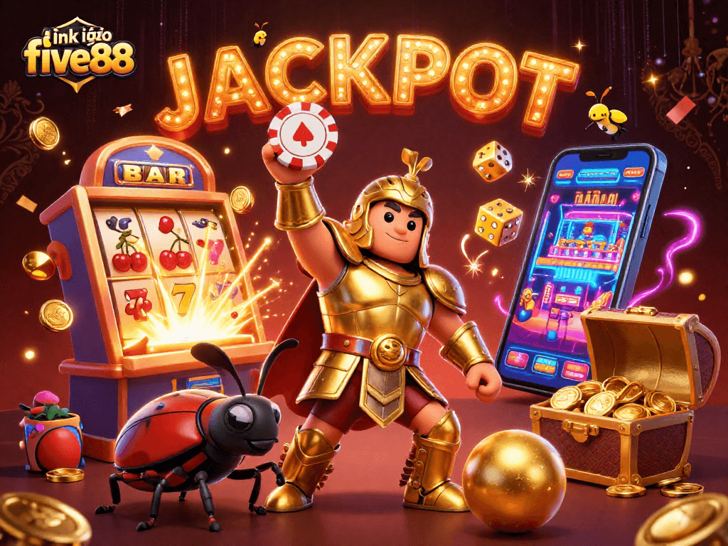 Grab the jackpot at link vào five88 with vibrant 3D characters celebrating casino triumph!