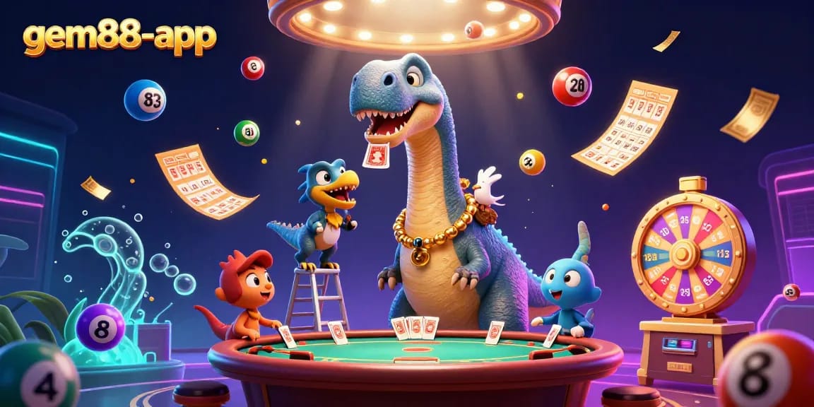 Experience exhilarating wins with the gem88-app's thrilling lottery and bingo features amidst a lively casino scene.