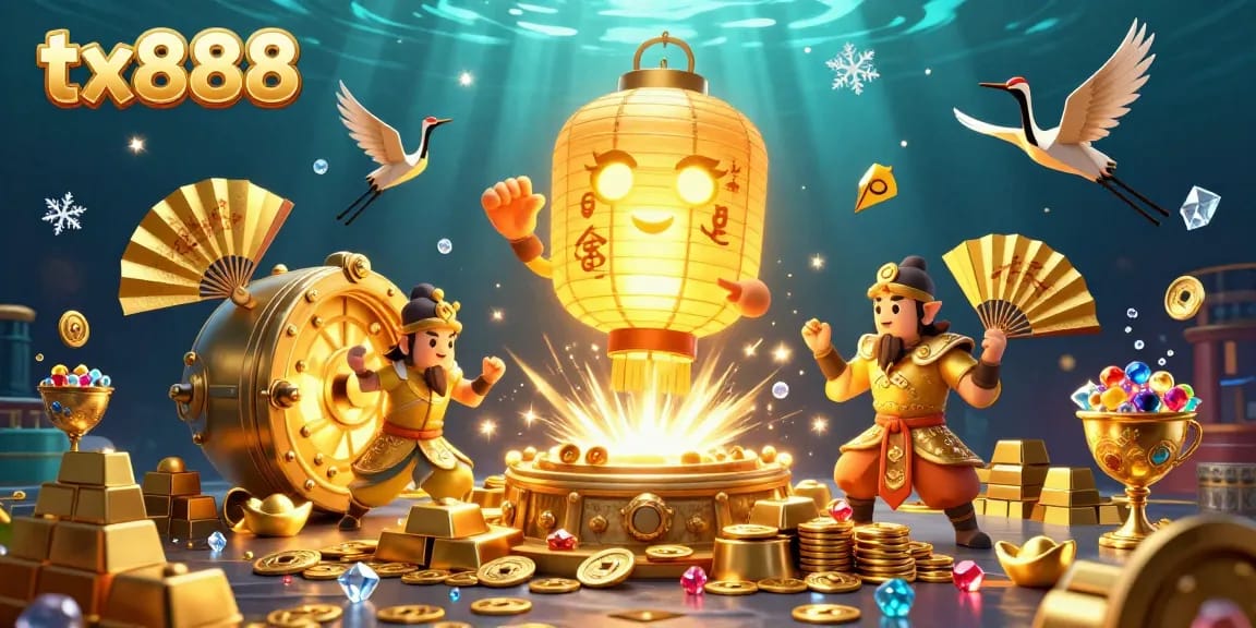 Experience the magic of tx888 with the golden lantern spirit amidst a dynamic casino scene.
