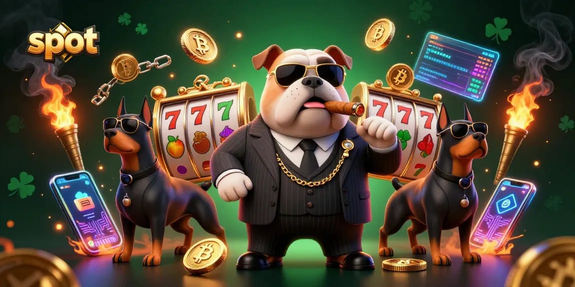 Spin the slot reels with a vibrant 3D mafia boss and dynamic casino elements.