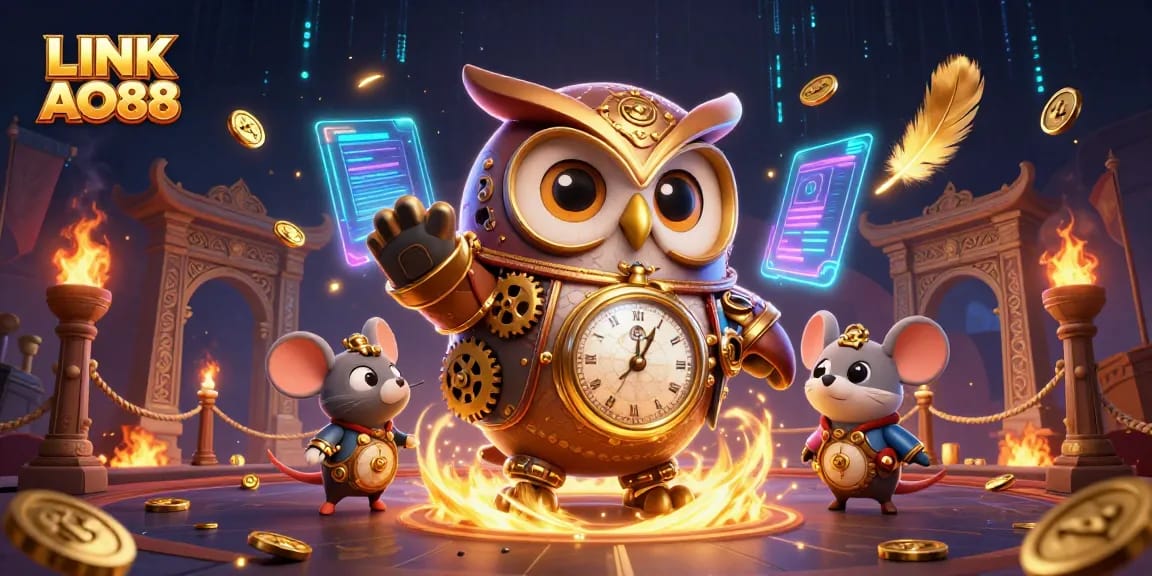 Engage in the excitement of LINK AO88 with steampunk-themed characters and a futuristic casino setting.