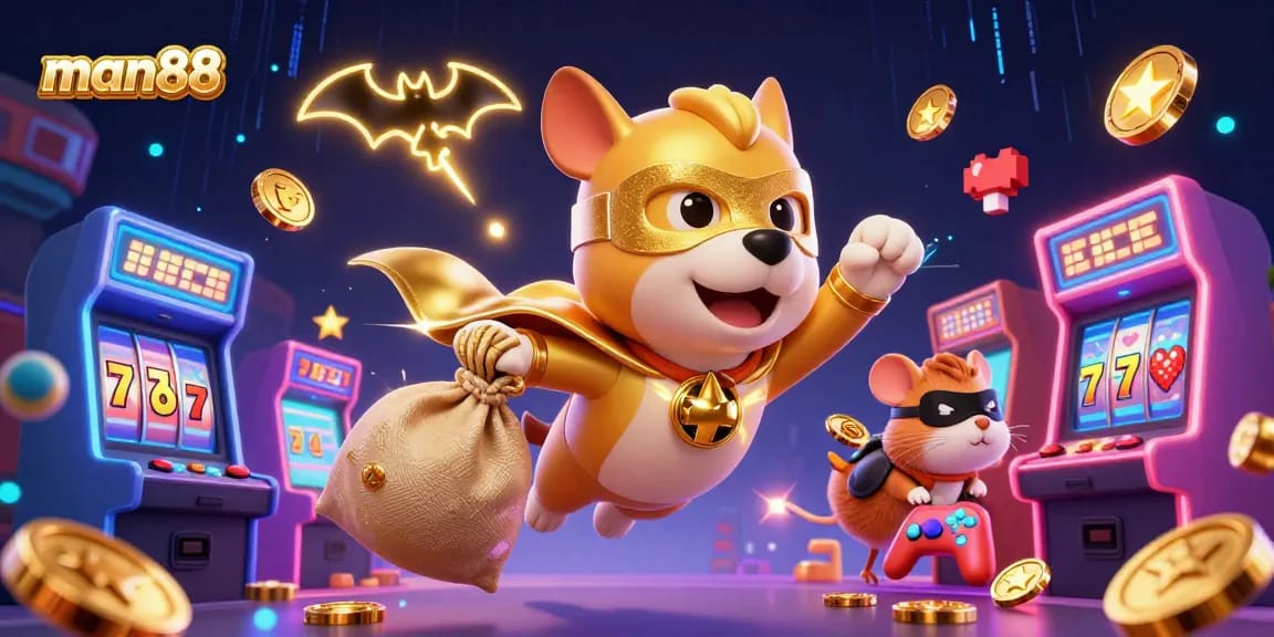 Join man88 in a thrilling 3D casino adventure with superheroes and winning slots.