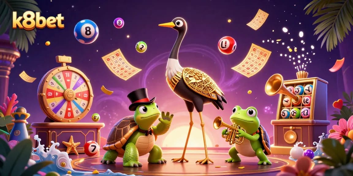 K8bet players enjoying vibrant games with colorful elements in an engaging casino scene.