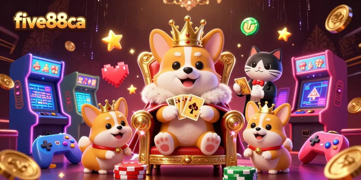 Experience vibrant gaming at five88ca with royal corgi and dynamic casino elements.