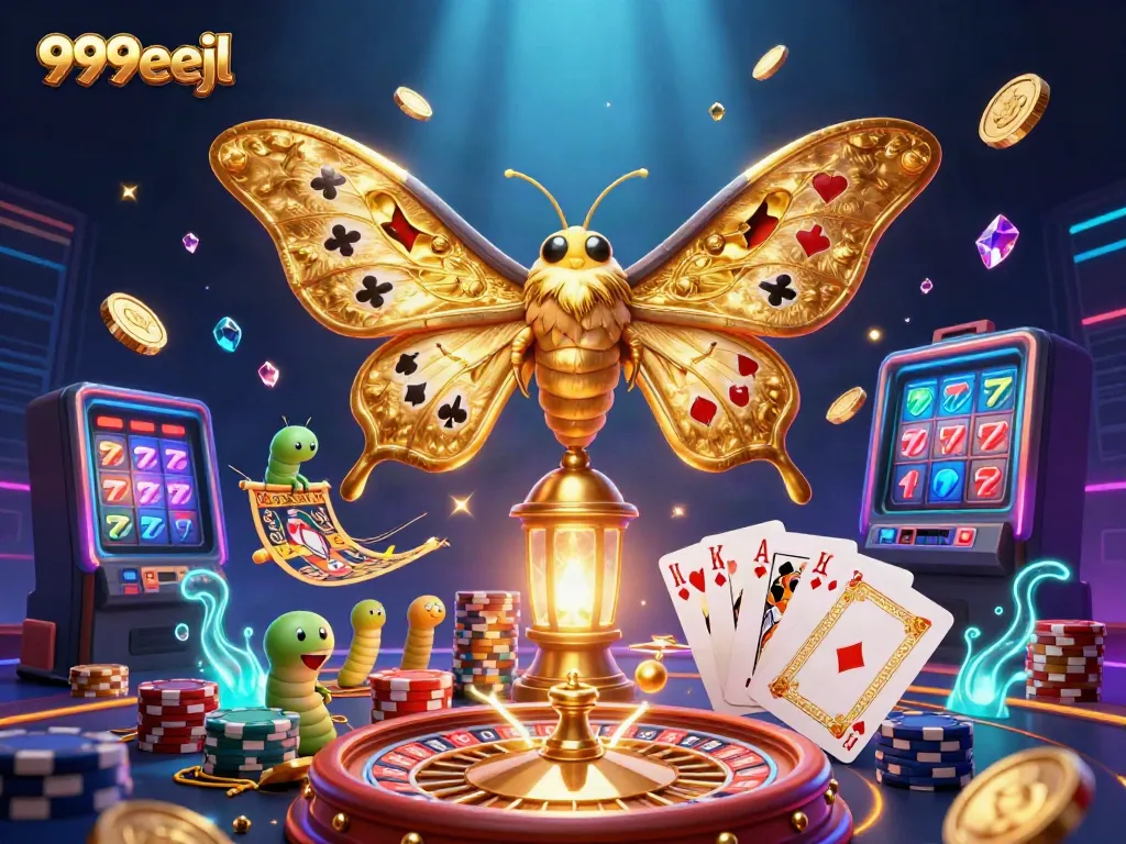 Engage in thrilling casino adventures with 999eejl's vibrant illustration of fortune and games.
