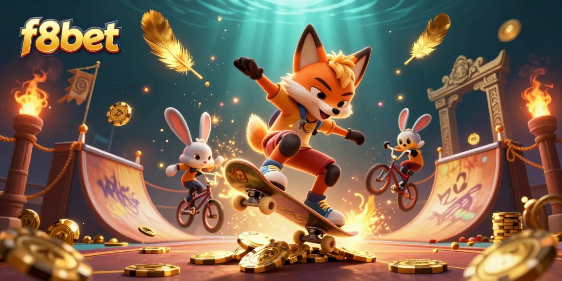 Experience winnings with f8bet in a vibrant, action-packed casino scene.