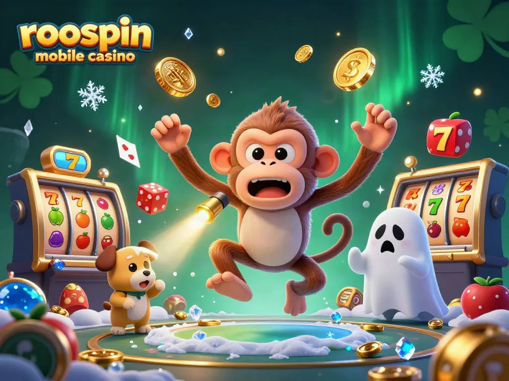 Experience the lively roospin mobile casino with our playful ghostly characters as they engage in thrilling gameplay.