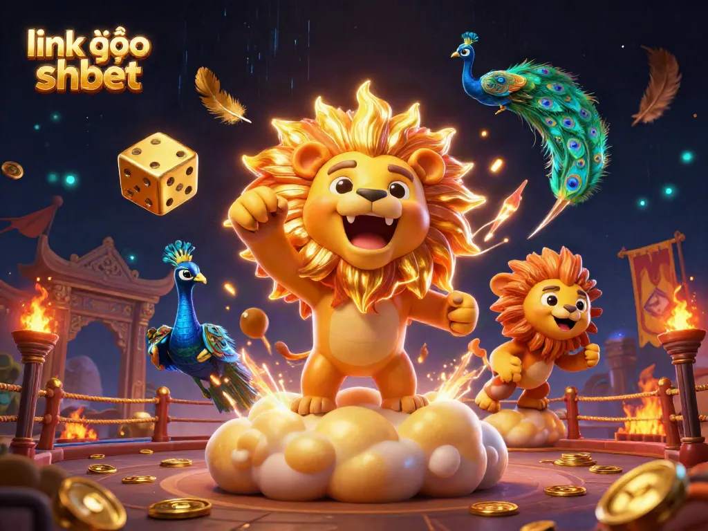 Play and win at link vào shbet, featuring a vibrant 3D casino scene with dynamic characters and elements.