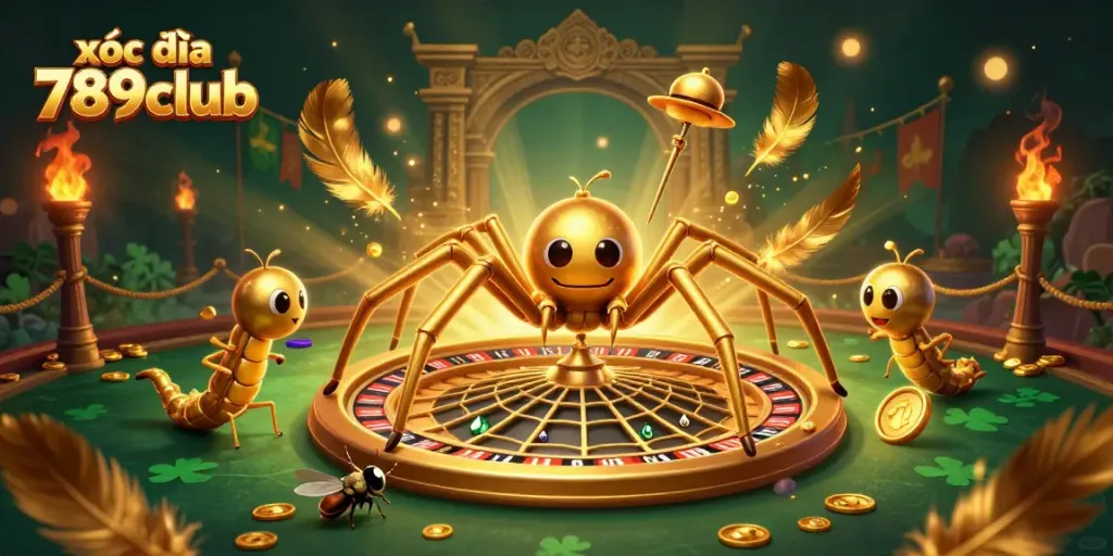 Experience the thrill of xóc đĩa 789club with our dynamic 3D themed illustration featuring action-packed gaming elements.