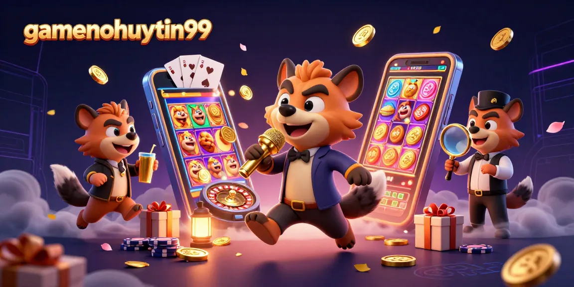 Experience the thrills of gamenohuuytin99 in a vibrant casino scene with entertaining hyenas.