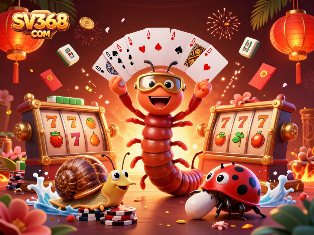 Engage in thrilling gameplay at SV368 COM with a colorful 3D gambling scene filled with vibrant characters and game elements.