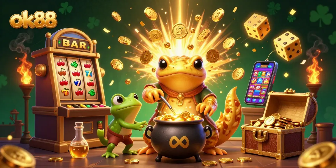 ok88 players transmuting gold coins in a bustling medieval casino laboratory