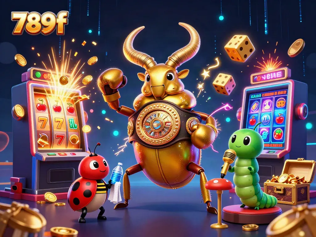 Experience the thrilling universe of 789f with unique playing characters amidst an exciting jackpot scene.