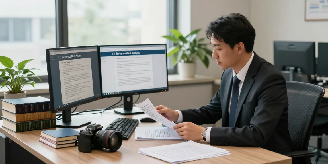 Valken legal expert reviewing Interpol Red Notices in modern office.