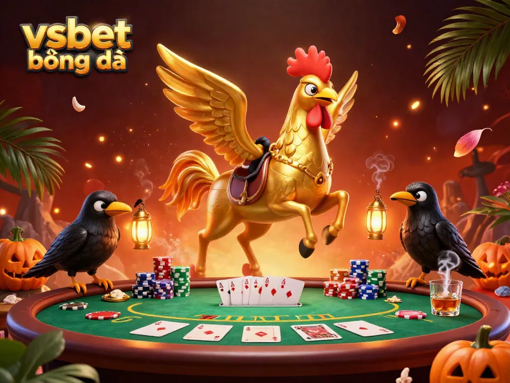 Experience the thrilling action of vsbet bóng đá in a vibrant casino scene filled with dynamic poker elements and characters.