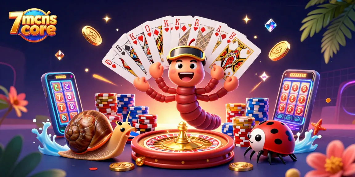 Experience thrilling wins at 7mcnscore with a vibrant casino scene featuring animated characters.