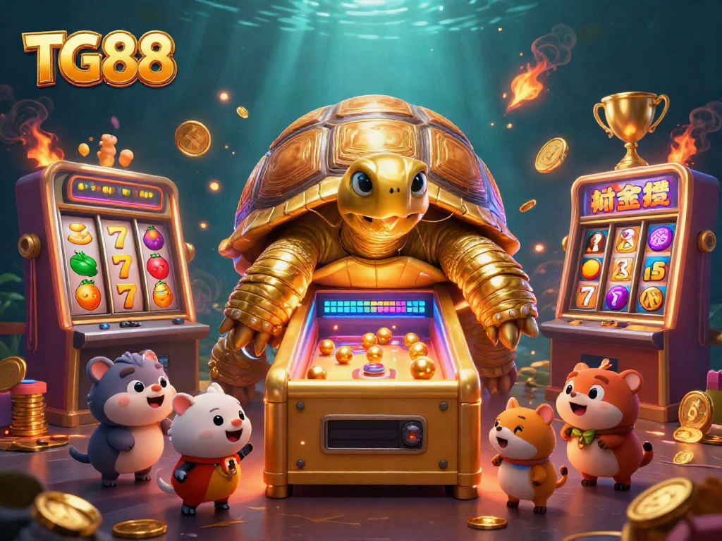 TG88 brings thrilling casino action with a gigantic golden tortoise pinball machine and vibrant slot games.